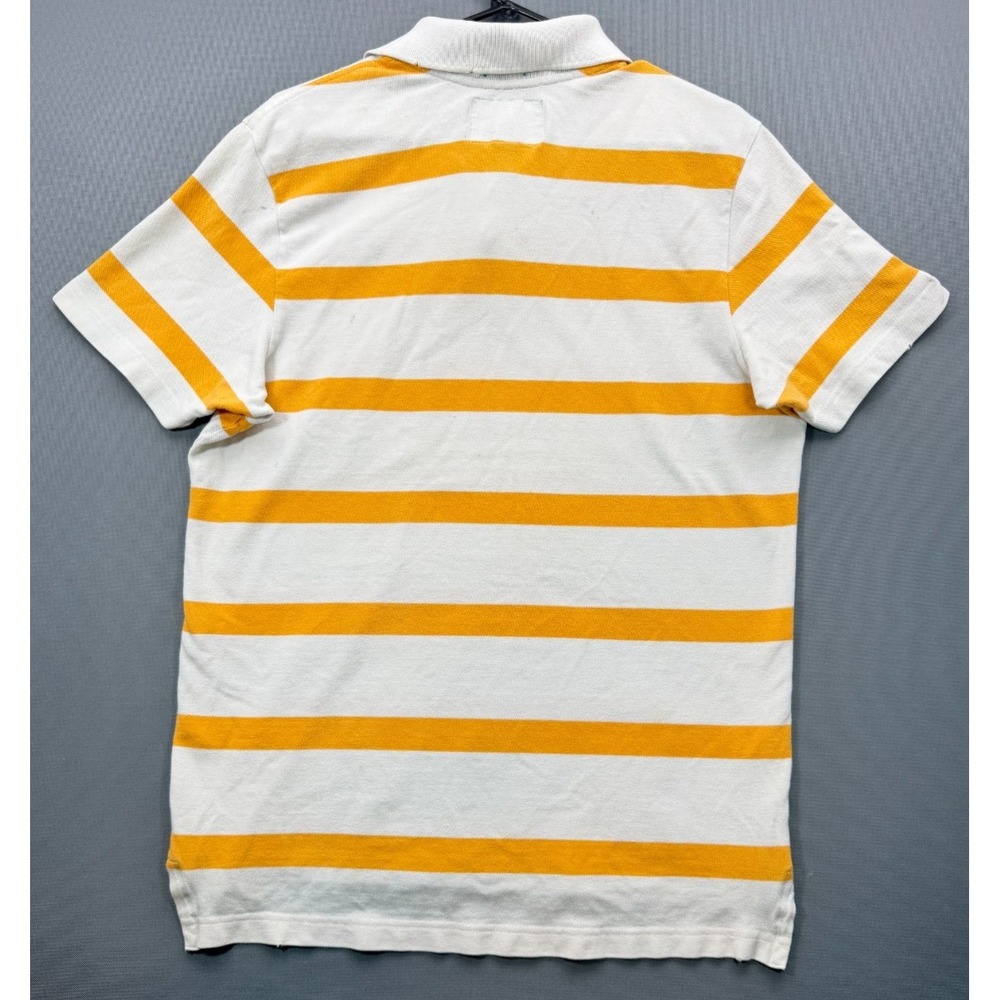 Abercrombie & Fitch Vintage Polo Shirt White Yellow Striped Muscle Fit | Mens XL - Picture 8 of 9
